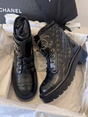 Chanel Black Platform Ankle Boots